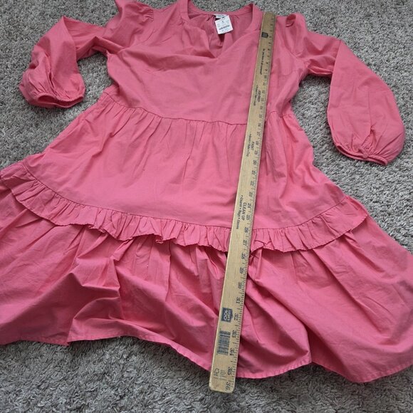 J Crew Dress Womens Medium Pink Tiered Ruffled V Neck Long Sleeved Tags - Picture 4 of 5